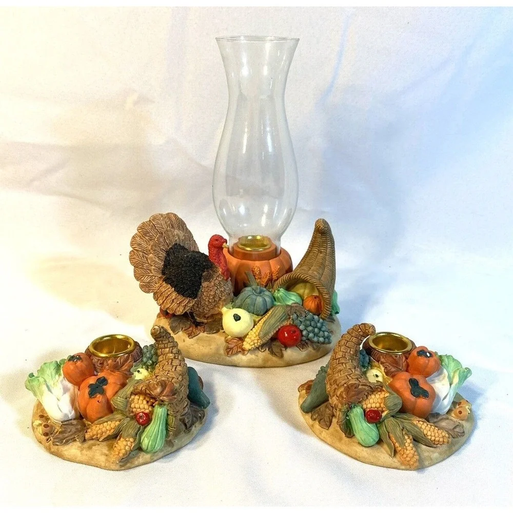 3 piece harvest candle holder table decor HCC